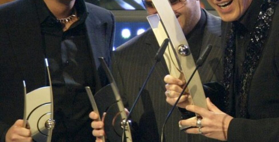 GERMAN SINGERS RICK J. JORDAN, AXEL COON AND H.P. BAXXTER OF 'SCOOTER' ACCEPT THE ECHO MUSIC AWARDS ...